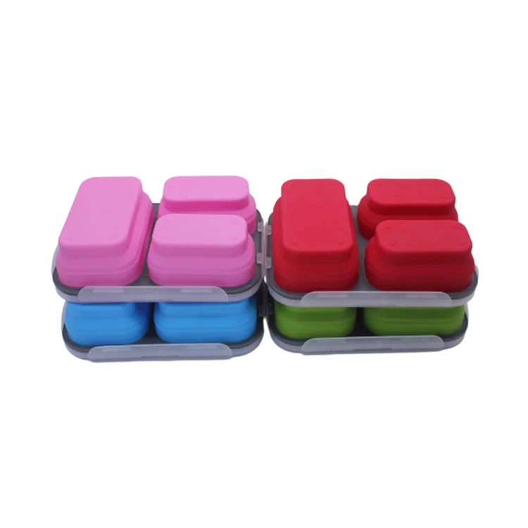 
High Quality Travel Microwave Compartments Silicone Folding Lunch Box 