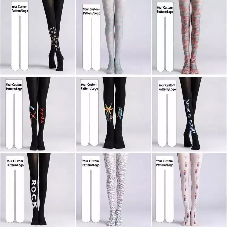 Black and white cartoon anime print pantyhose stockings