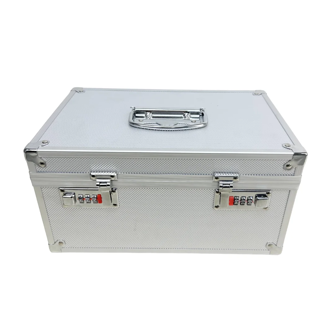 Portable Aluminum Business Style Tool Carrying Case with Metal Handle Lightweight Storage with Open Closure and Code Locks