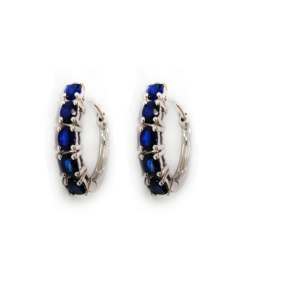 Decent looking for girls Silver Hoop Design 925 Silver Earrings Design with Genuine Real Tanzanite for Working Women