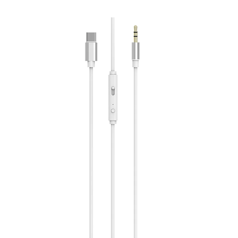 NB1244 type-C male to audio 3.5mm male audio adapter audio cable with volume control Mic