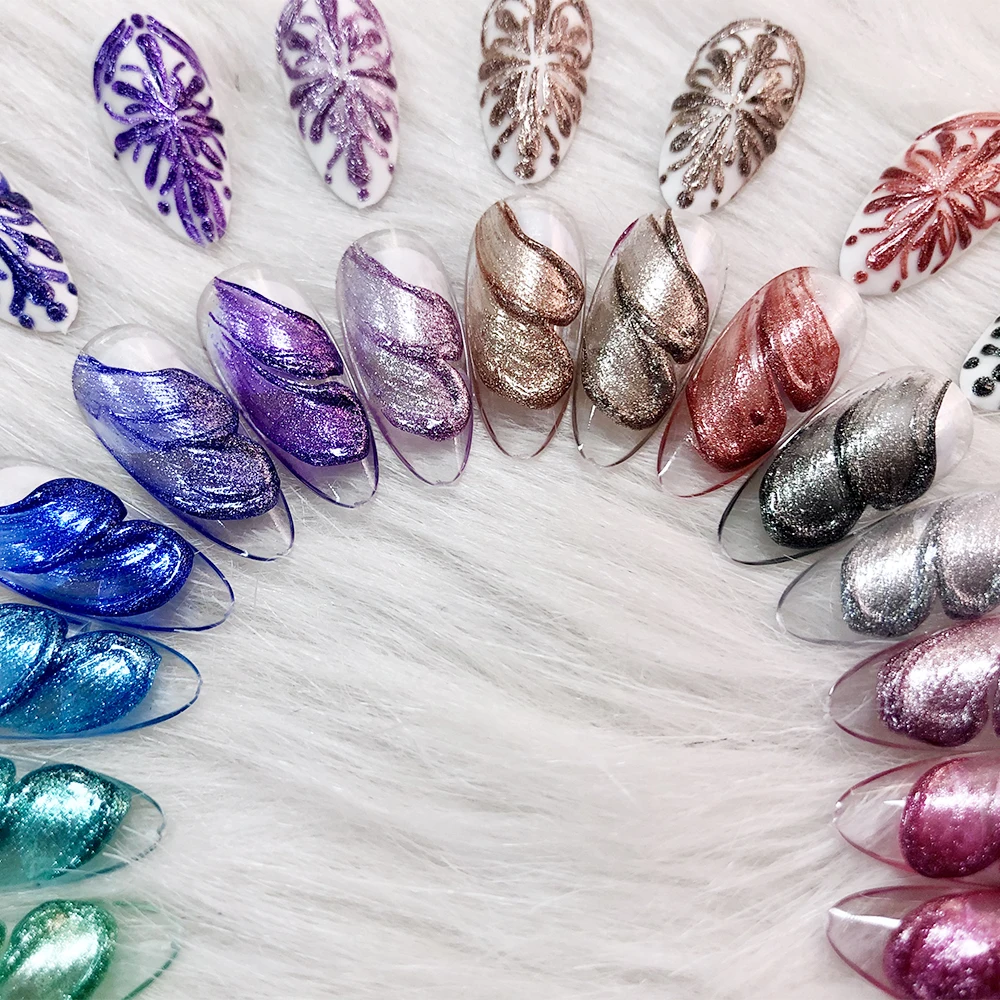 Hanyinails Custom Wholesale 3d UV Gel Polish Soak Off Glitter Embossed Art Sculpture Carving Gel