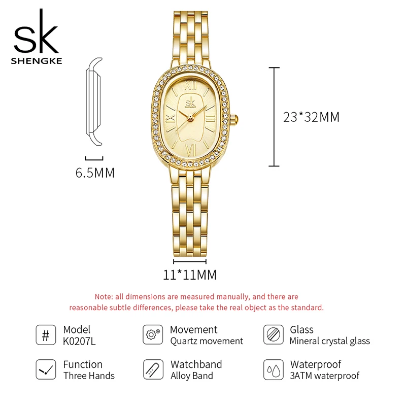 SK Ladies Elegant Female Quartz Watches Customization Private Label Wristwatches Gold/Rose/Silver Color Chinese Factory