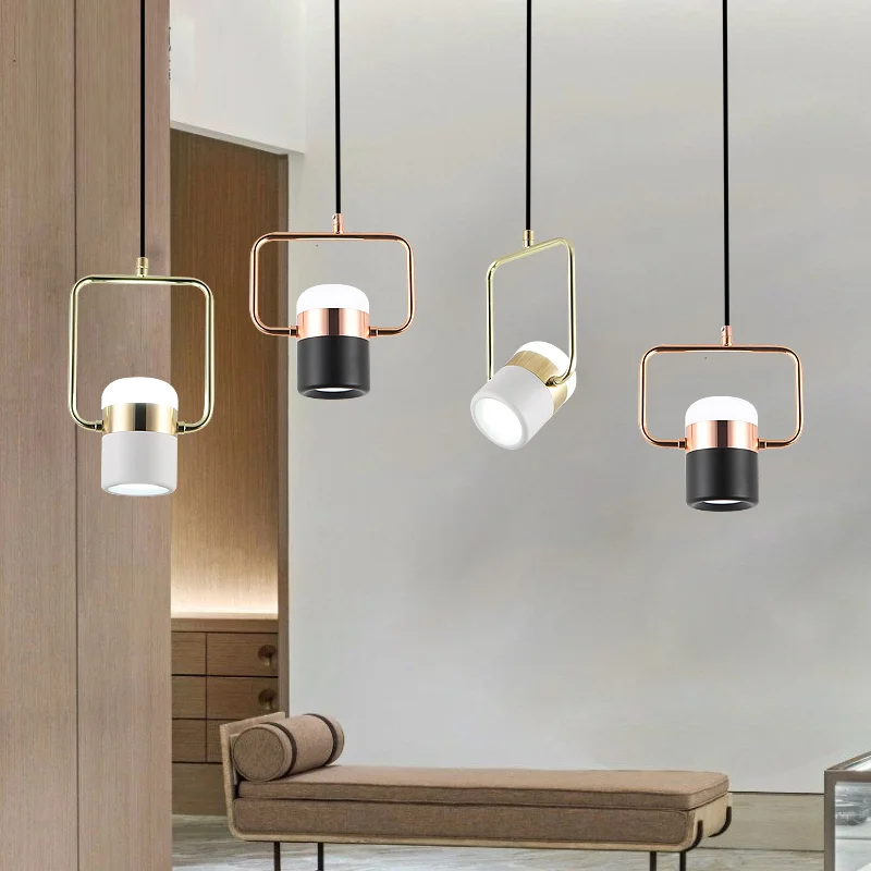 Modern Led Chandelier Lighting White Black Simple Restaurant Cafe Bar Art Hanging Lights Nordic Dining Room Island Pendant Lamp