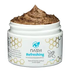 Best Selling Nasyi Private Label Natural Vegan Face Mask Pore Shrink Microdermabrasion Honey Walnut Facial Scrub Facial Mud Mask