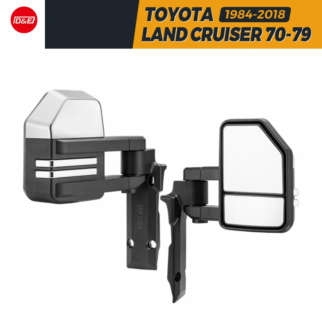 Черно-серебряные Длинные ручные выдвижные зеркала для буксировки подходят для Toyota Land Cruiser 70-79 1984-2019