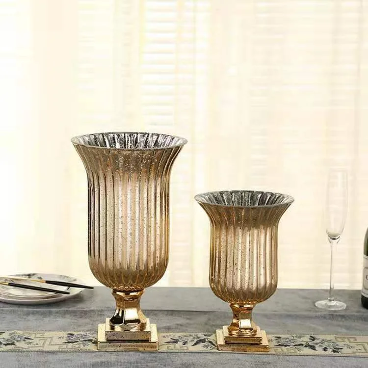 vase home decor Metal plated Copper Italy Outline Glass  flower vase