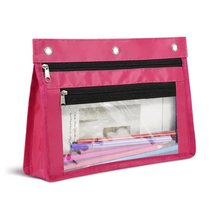 2024 new 3 ring binder zipper pencil pouch with clear window for school class office