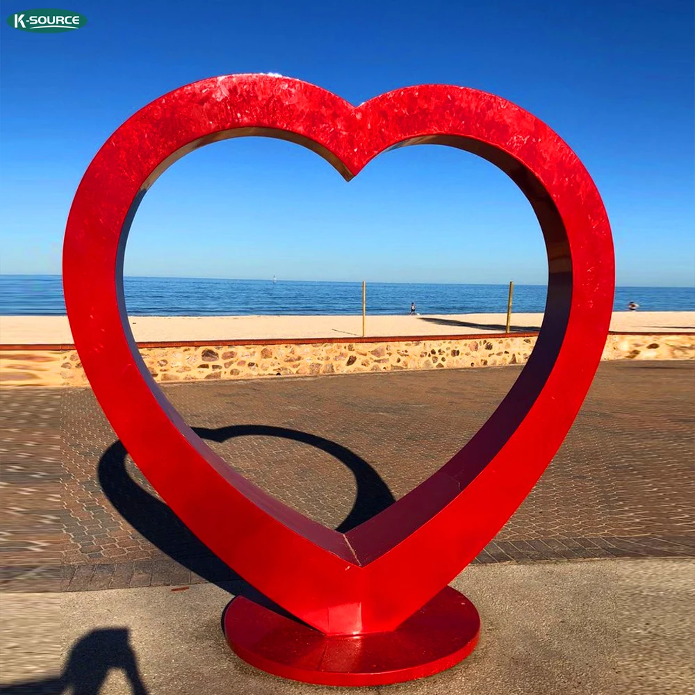 Outdoor park square large leisure art installation stainless steel love sculpture