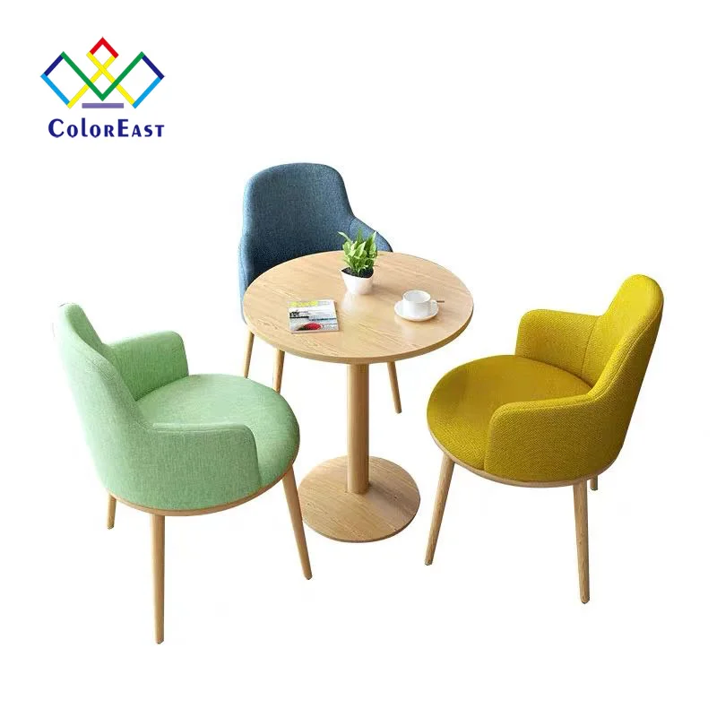 Fashion Design 1 Table with 4 Chairs Metal Base Wood Table Set CECT007 for Restaurant