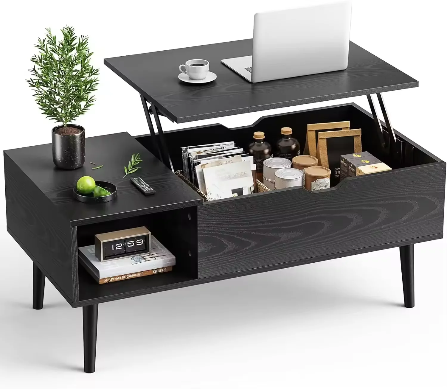 Moderb home office furniture black Nesting Lift Top Coffee Table with Hidden Compartment