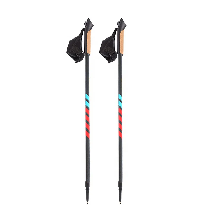 2pcs Custom Portable Nordic 2-section alpenstock 3K Carbon Fiber Retractable Telescopic Nordic Walking Stick