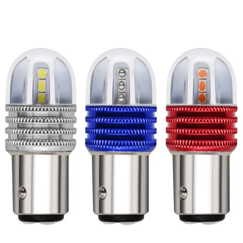 S25 Auto 1156 1157 motorcycle Brake Light P21/5W strobe flashing lights 6SMD 3030 Blue Red bulb ba15d led lights for motorcycle