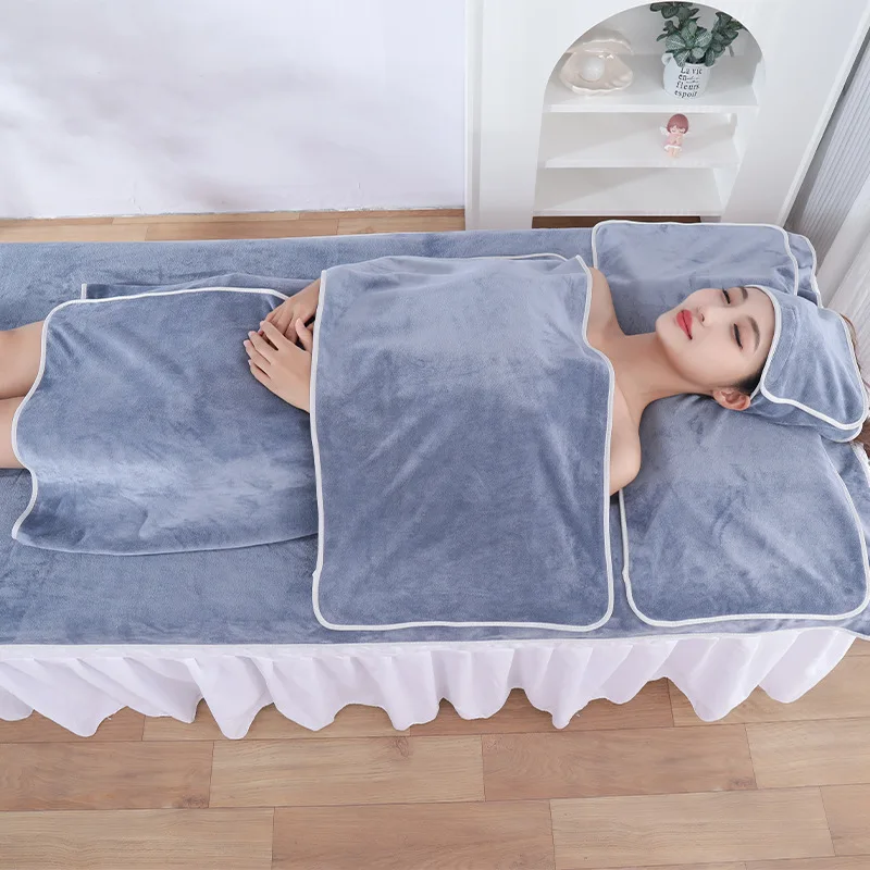 Wholesale Super Absorbent Salon Towel Sets Body Wrap Hair Turban Grey Microfiber Beauty Salon Spa Beauty Towels Sets