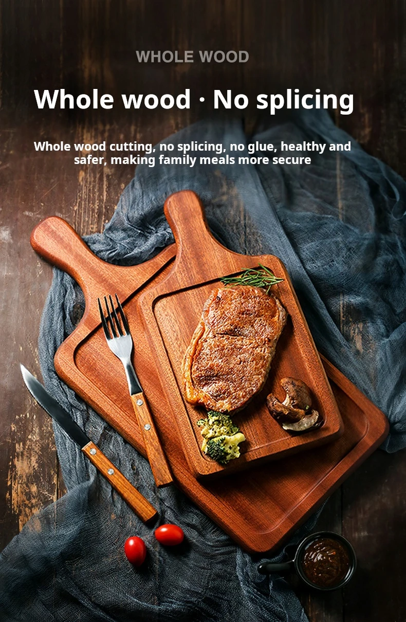 Western food cut steak board bread cake solid wood pizza plate base support cutting board food wood pallet_5