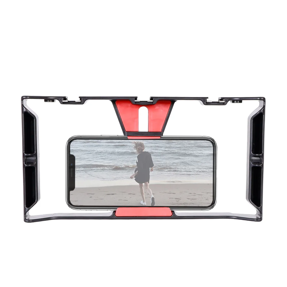 
New! LED Microphone Smartphone Video Rig Kit Handheld Mobile Stabilizers links Phone holder Frame Mount for Iphone Film Taking 