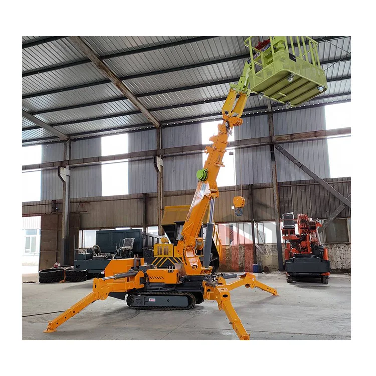 Diesel Engine Spider Crane Hoist Man Bucket Lift Tracked Remote Control Spider Crawler Crane