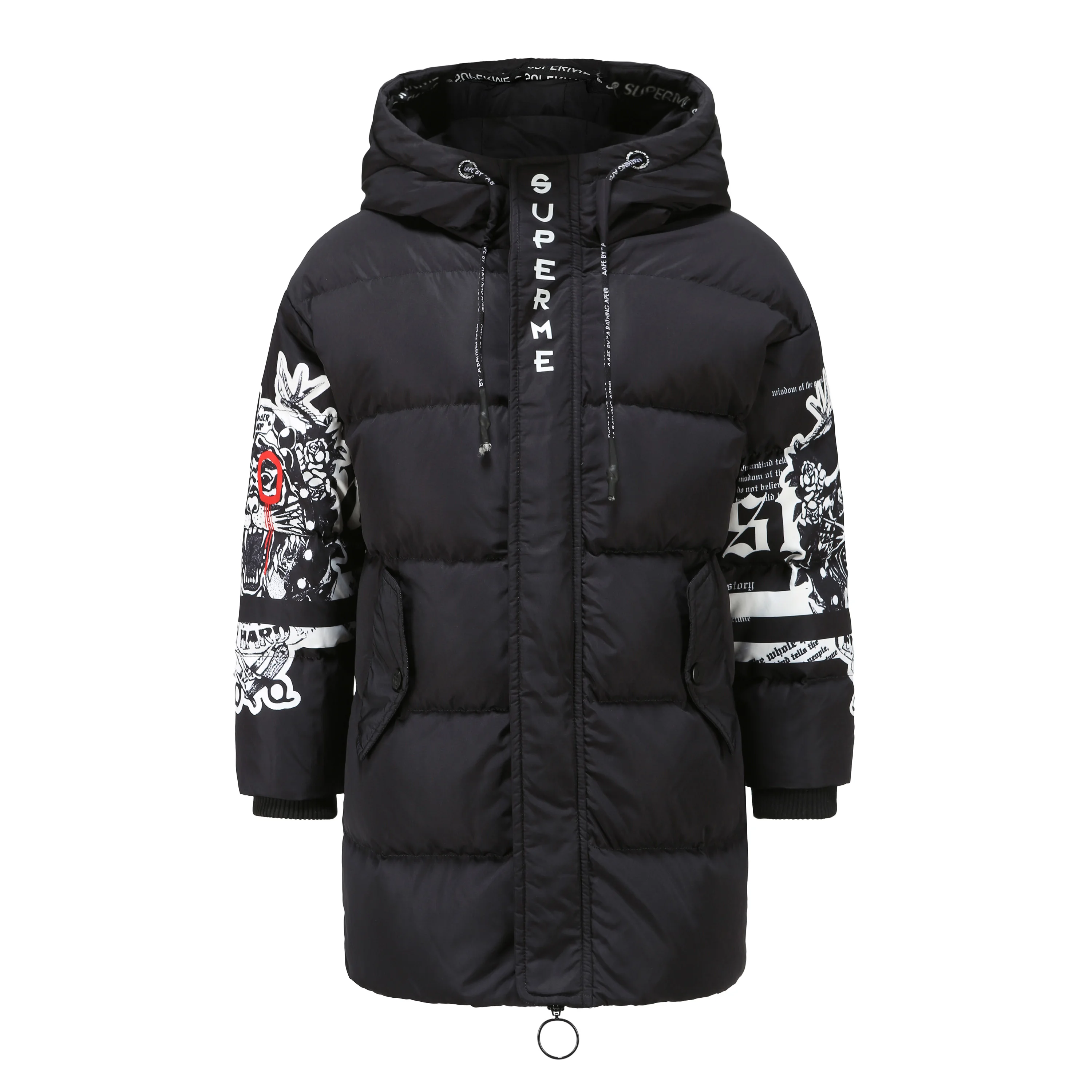 
Black coats coat kids fashion for young custom puffer down winter jacket 