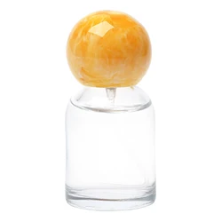 30ml Mini Size Clear Round Glass Orange Yellow Brown White Resin Ball Cap Spray Crimp Perfume Bottle