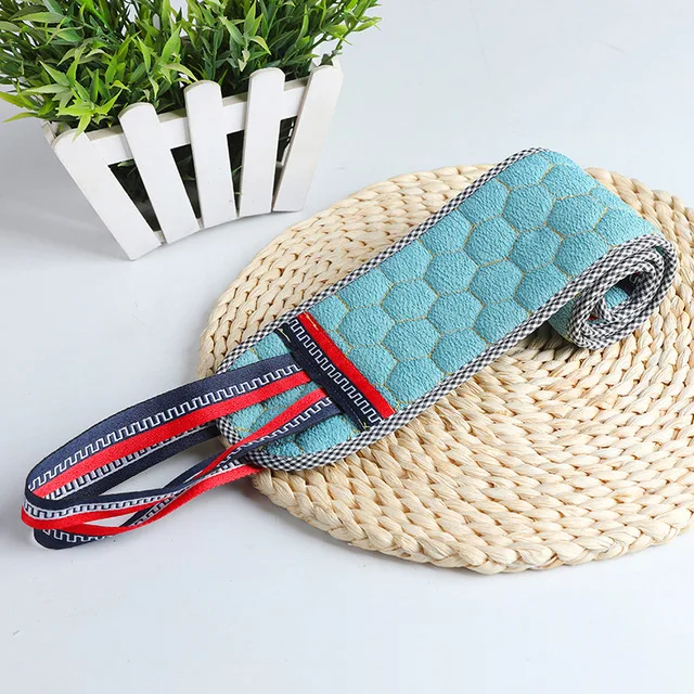 Loofah Body Massager Belt Silicone Scrubber and Bath Shower Wash Belt Brush Exfoliating Cleaning Features Belt Towel Natural