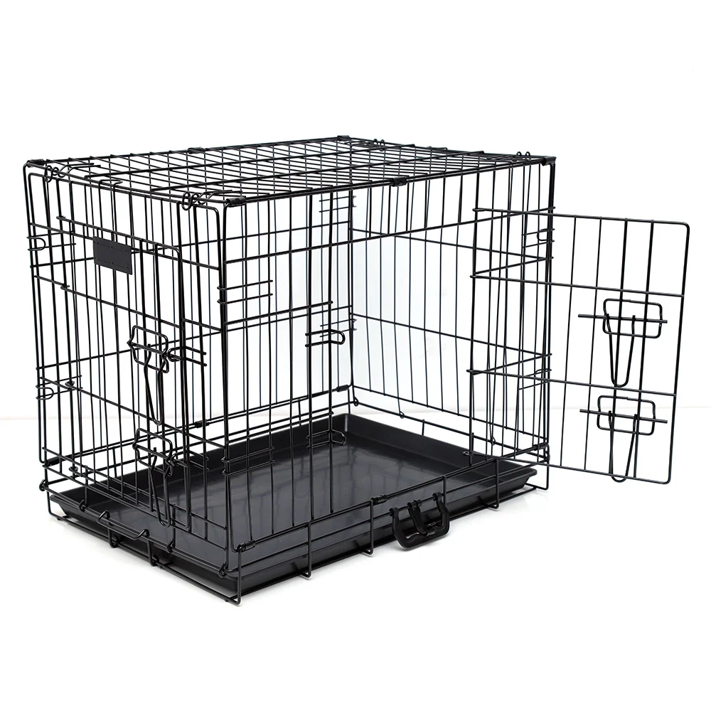 Wholesale Black Electroplating Line Stackable Dog Kennels 45 Degree Chamfered Wire Durable Small Dog Cages Pet House for Dogs Pe