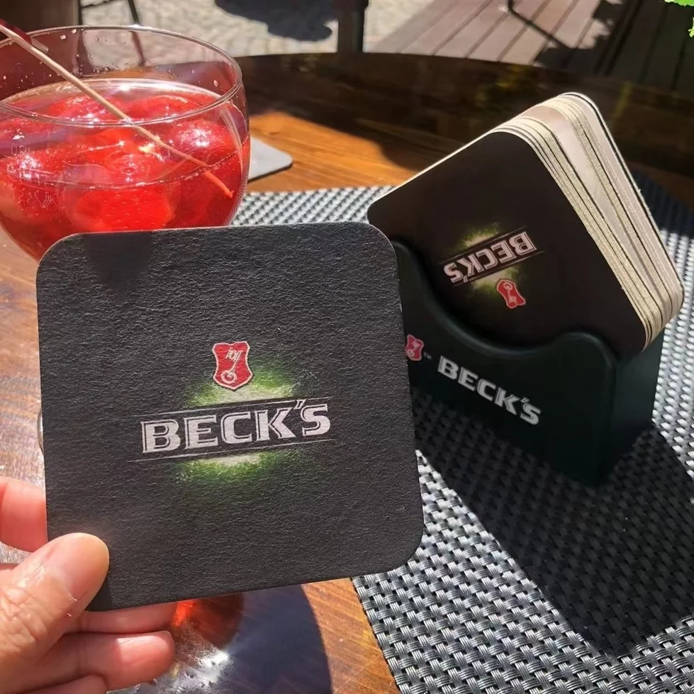 Customize drink beer mat coasters emboss / debossed LOGO design in round shape