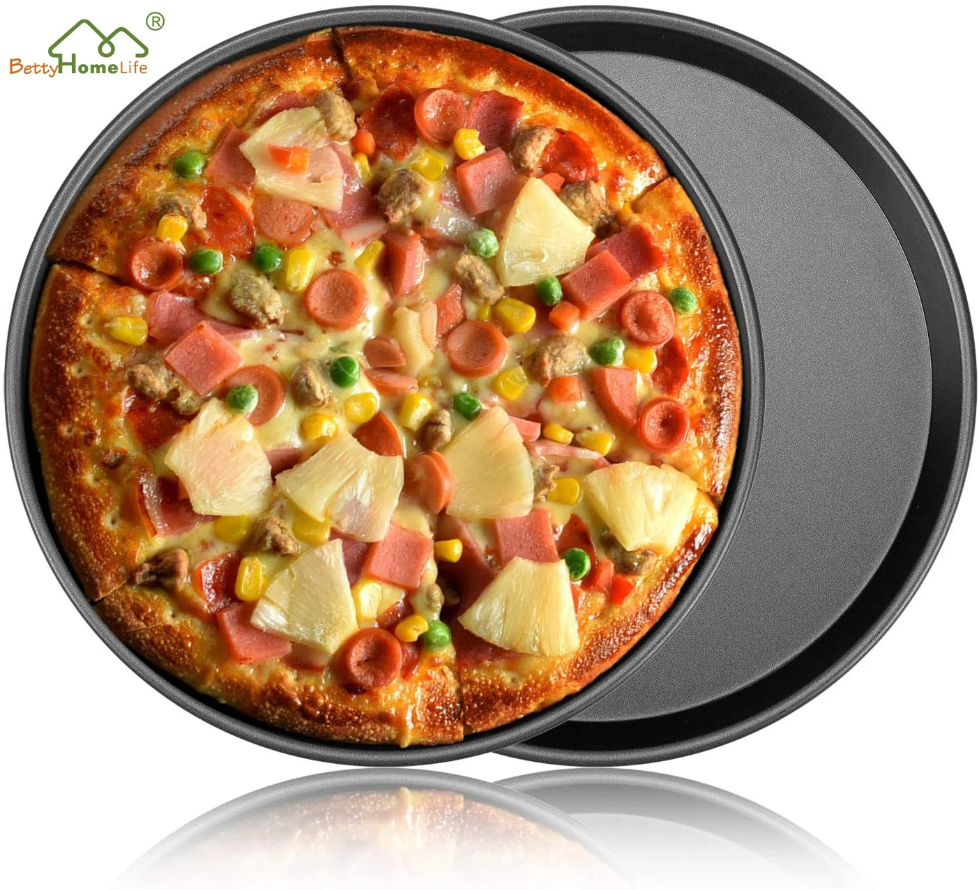 Bakeware Tool Pizza Baking Pan Nonstick Pizza Tray for Oven Baking Beef Chicken Meat Black Round