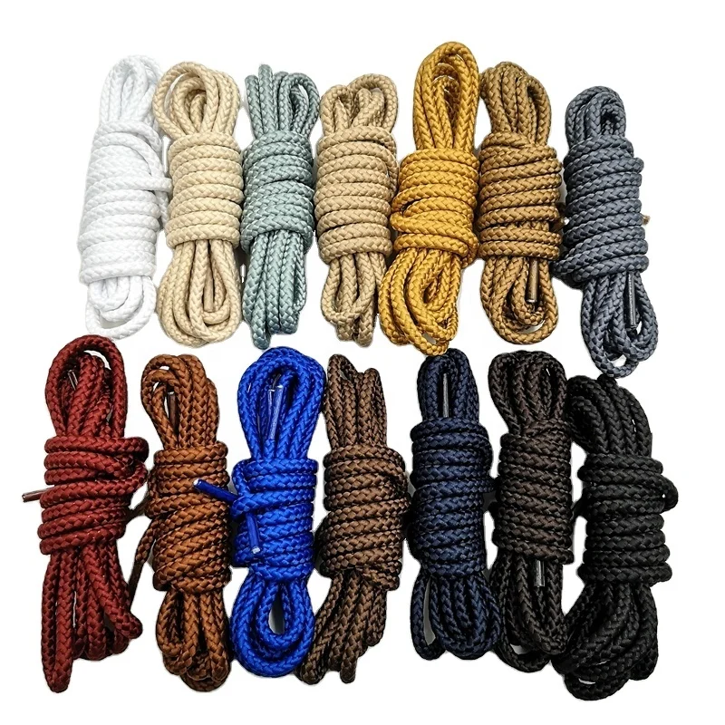 Free sample multi-colored round thick classic rope braided shoelaces for hiking boots