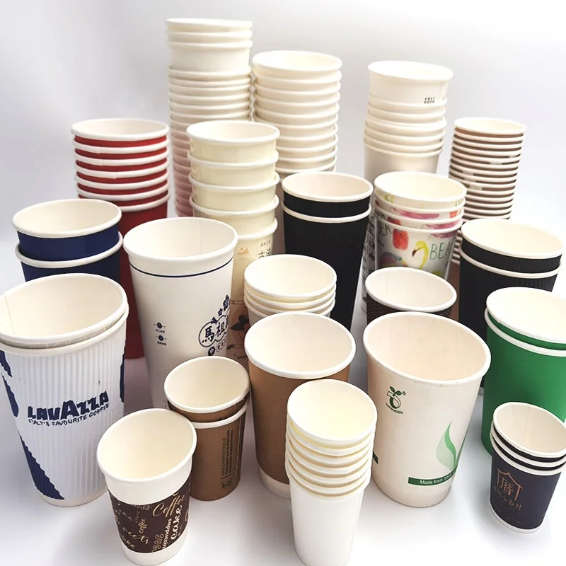disposable 100% Biodegradable Sugarcane  Bagasse  Double Wall Packing Disposable coffee cup coated Kraft paper cups