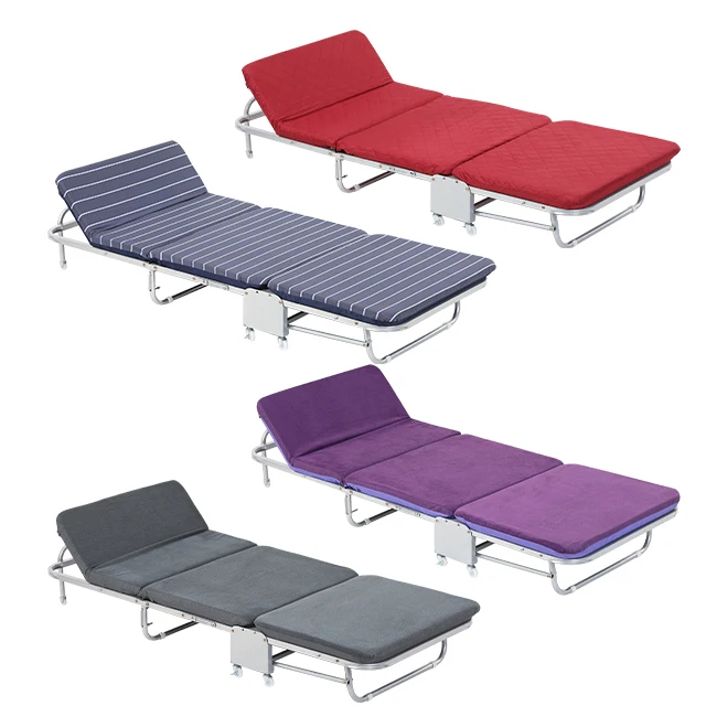 
high quality slat metal strong structure hotel single folding bed 