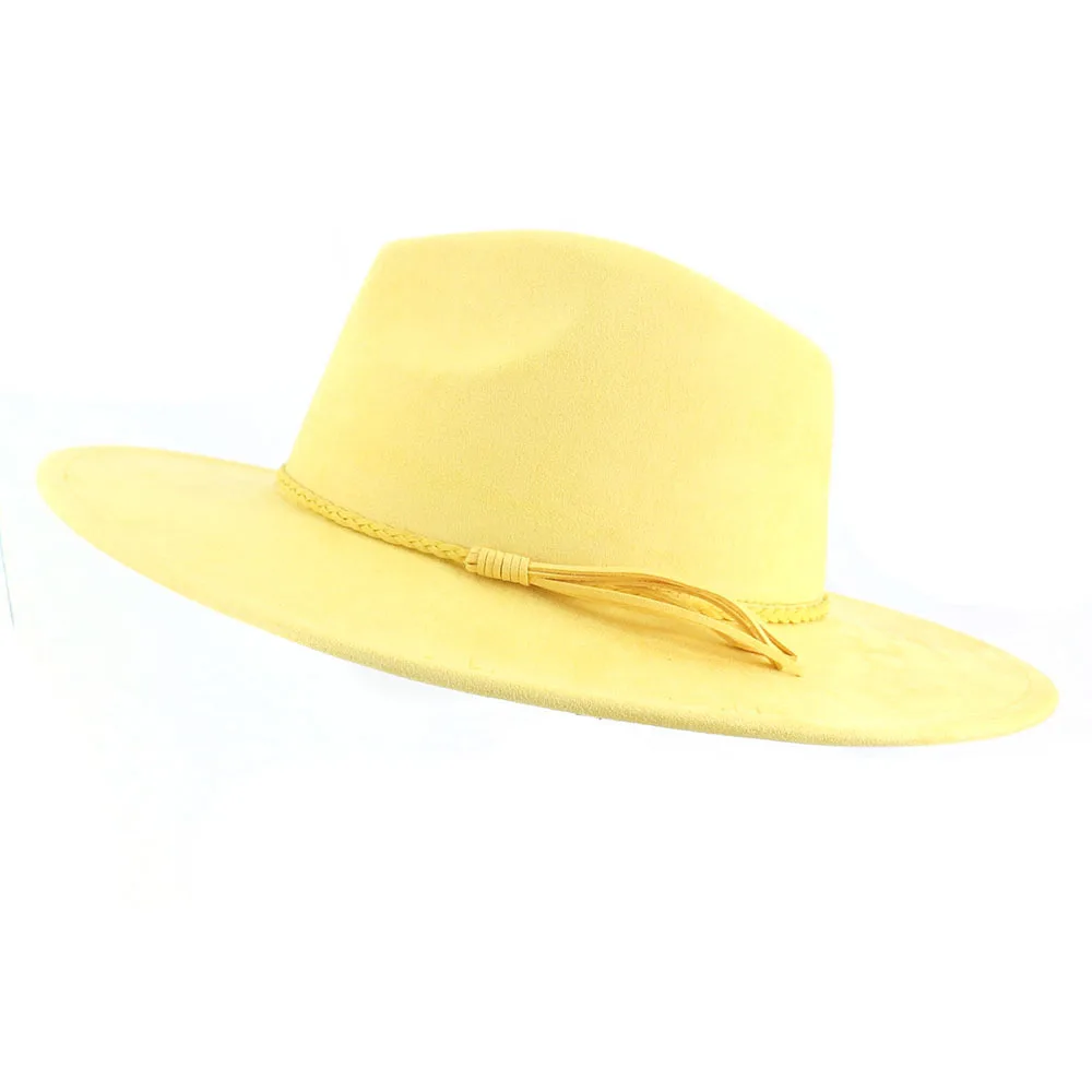 High Quality Vintage Wholesale Wide Brim Fedora Jazz Hats Suede Fedora Hat Western Cowboy Felt Cowgirl Wide Brim Fedora Hats