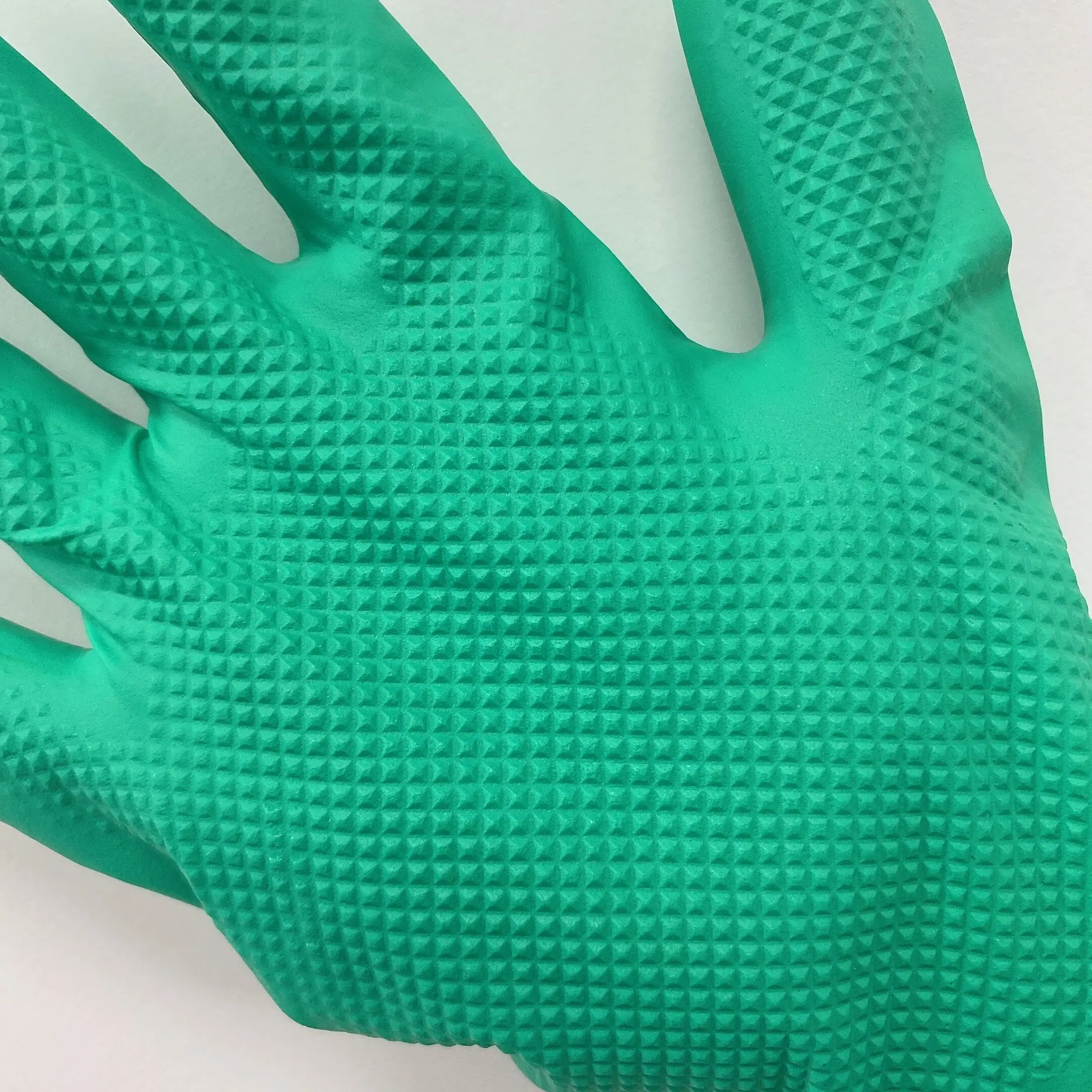 FQGLOVE 6mil Orange/Green nitrile disposable  8g diamond stripes both sides industrial  gloves for car repairing