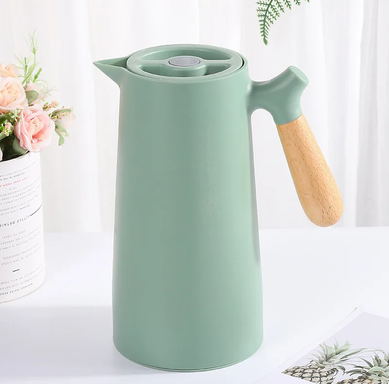 Wood handle  heat preservation thermos jug water  Plastic vacuum bottle vacuum flask 1000ml glass inner