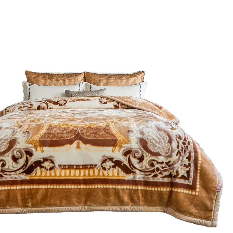 High Quality 4kg 8kg Raschel Blankets Thick Double Bed Covers for Winter Cartoon Animal Patterns Solid Colors-King Queen Size