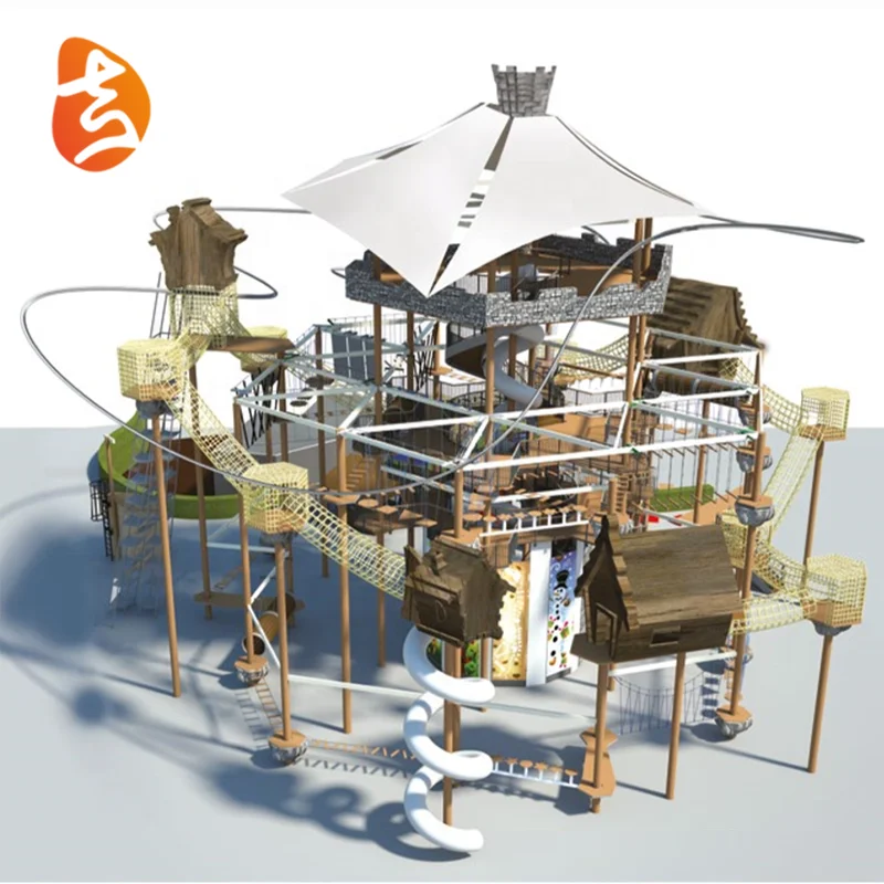 Kids Indoor playground Equipment  Coaster Roller Glider with Rope Course