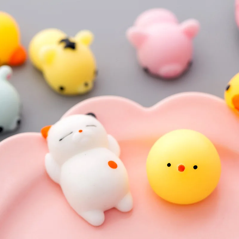 Stress Relief Mini Cute Kawaii Soft Silicone Squishy Animals Hand Fidget Toys Squeeze Stretchy For Kids