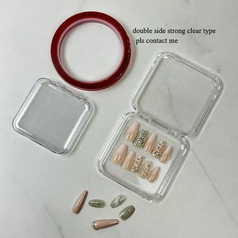 Manicure Dust Proof Nail Tips Storage Container Jewelry Transparent Pink Tray Display Boxes Press On Nail Packaging Box
