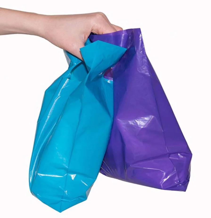 Cheap Wholesale Customized Hdpe Shopping Packaging Thank You Die Cut Handle T-shirt Plastic Bag