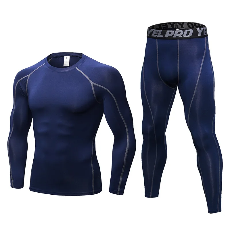Tight Sports Set Quick Drying Breathable Sweat Fitness Wear High Elastic Color Men Basketball Running Training Clothes