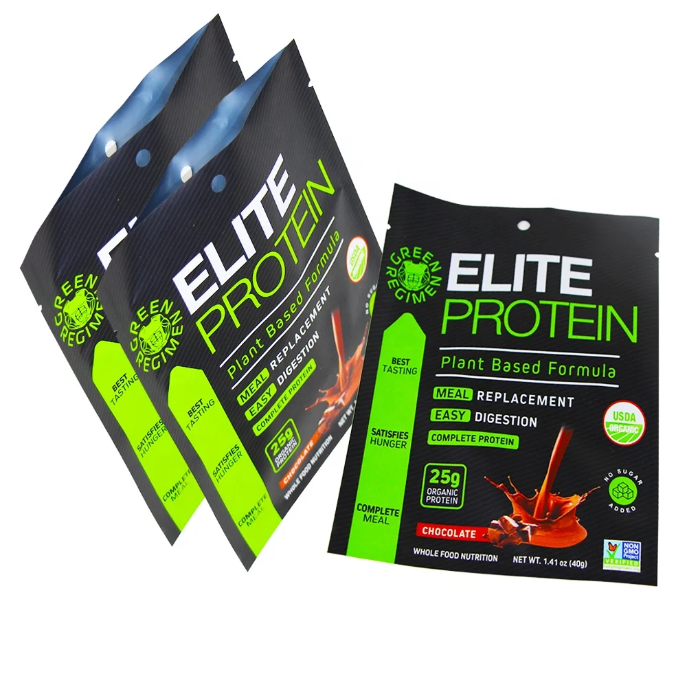 Digital Printing Food Grade Snack Chocolate Protein Bar Small Packaging Bag Mini Plastic Nut Bar Sachet Bag With Hang hole