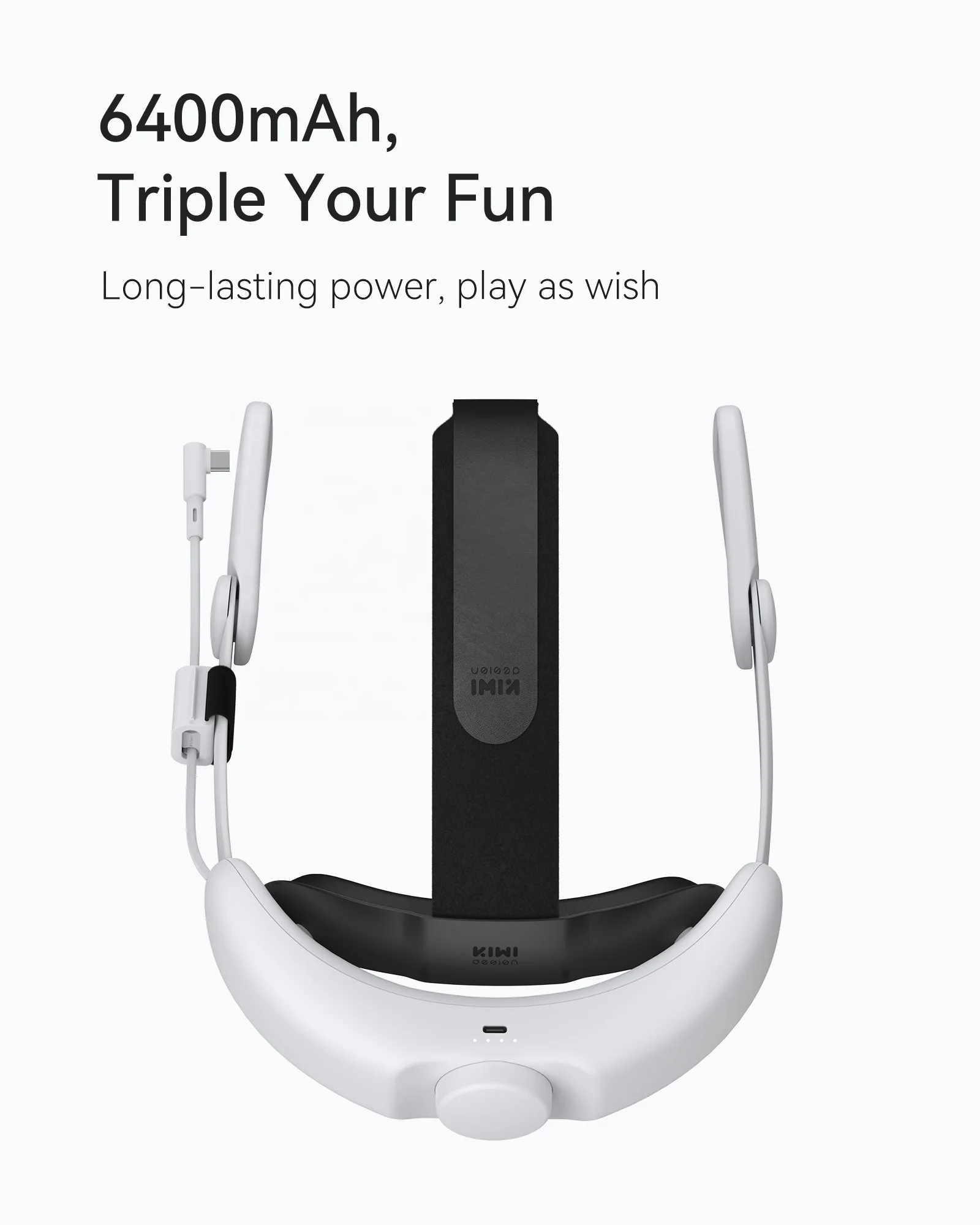 KIWI design Comfort Head Strap with Battery for Meta/Oculus Quest 2, Elite Strap with 6400mAh Battery Pack