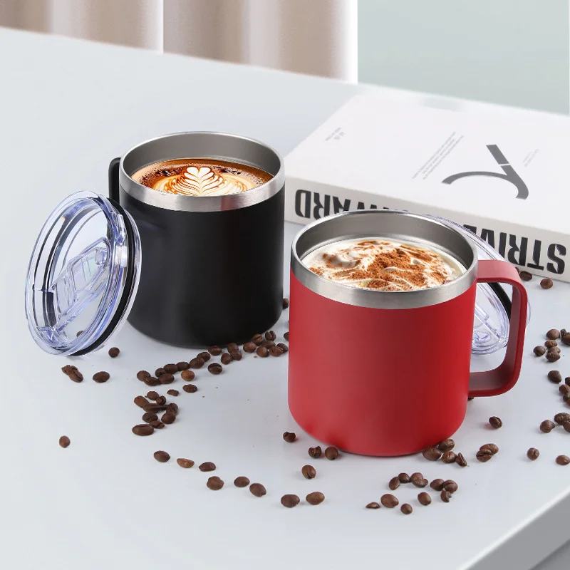 Topnovo Portable Stainless Steel Coffee Mug Warmer 12oz Double Wall Travel Coffee Mug with Handle