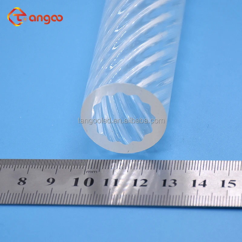 Transparent flexible acrylic diffuser tube plastic hot bending threaded round cover pmma inner twisted/spiral /screwed pipe