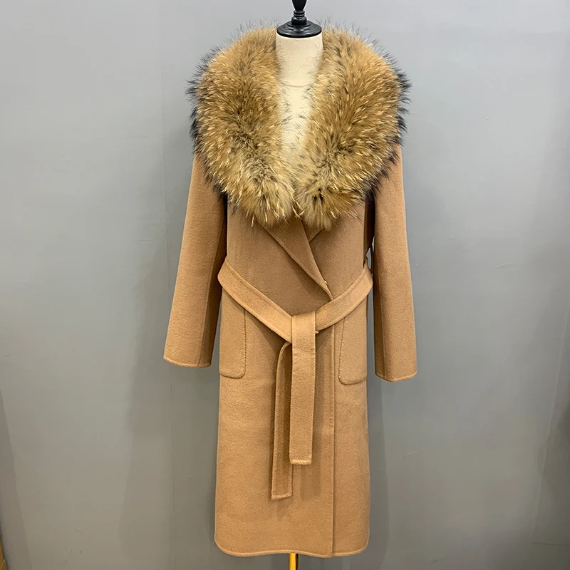 New Arrival Winter Long Jacket Genuine Wool Cashmere Women Coat