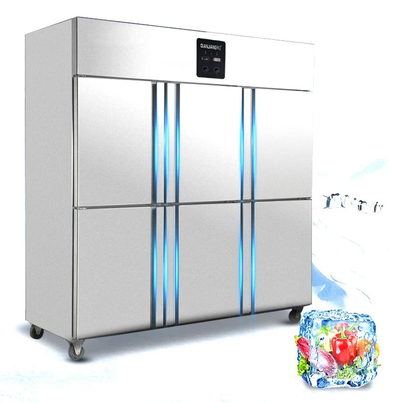 
Коммерческие холодильники для овощей, 2 двери, морозильник из нержавеющей стали для ресторана, кухни 