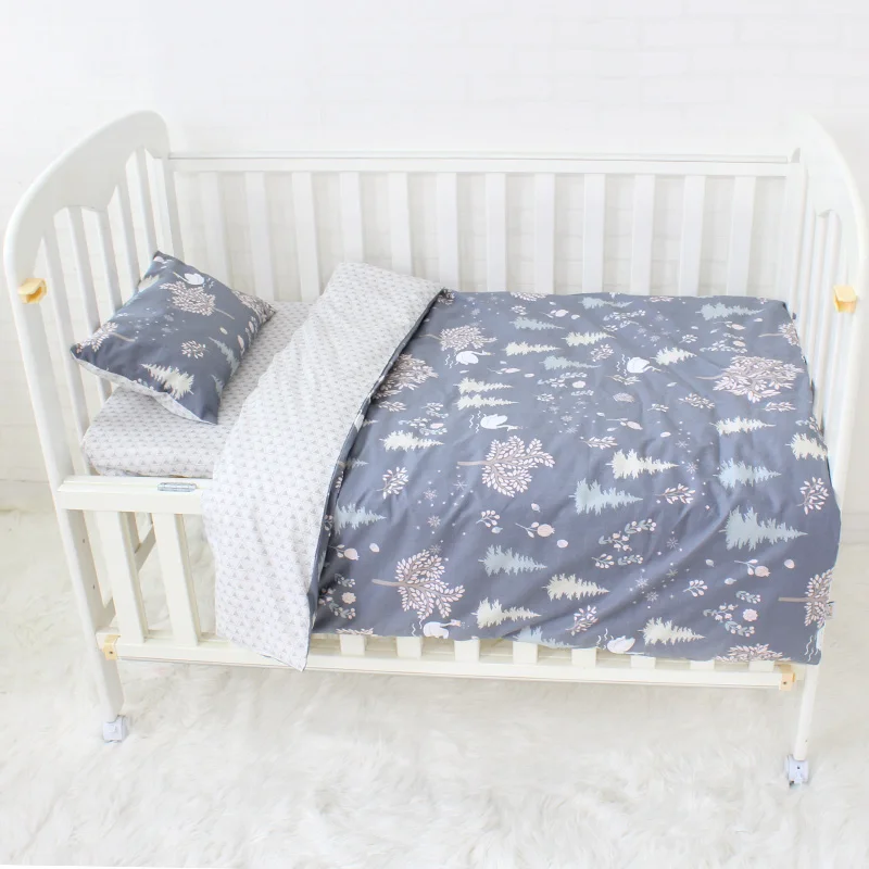 China high quality 100% cotton organic 3 pcs adult baby cot bed set crib bedding set