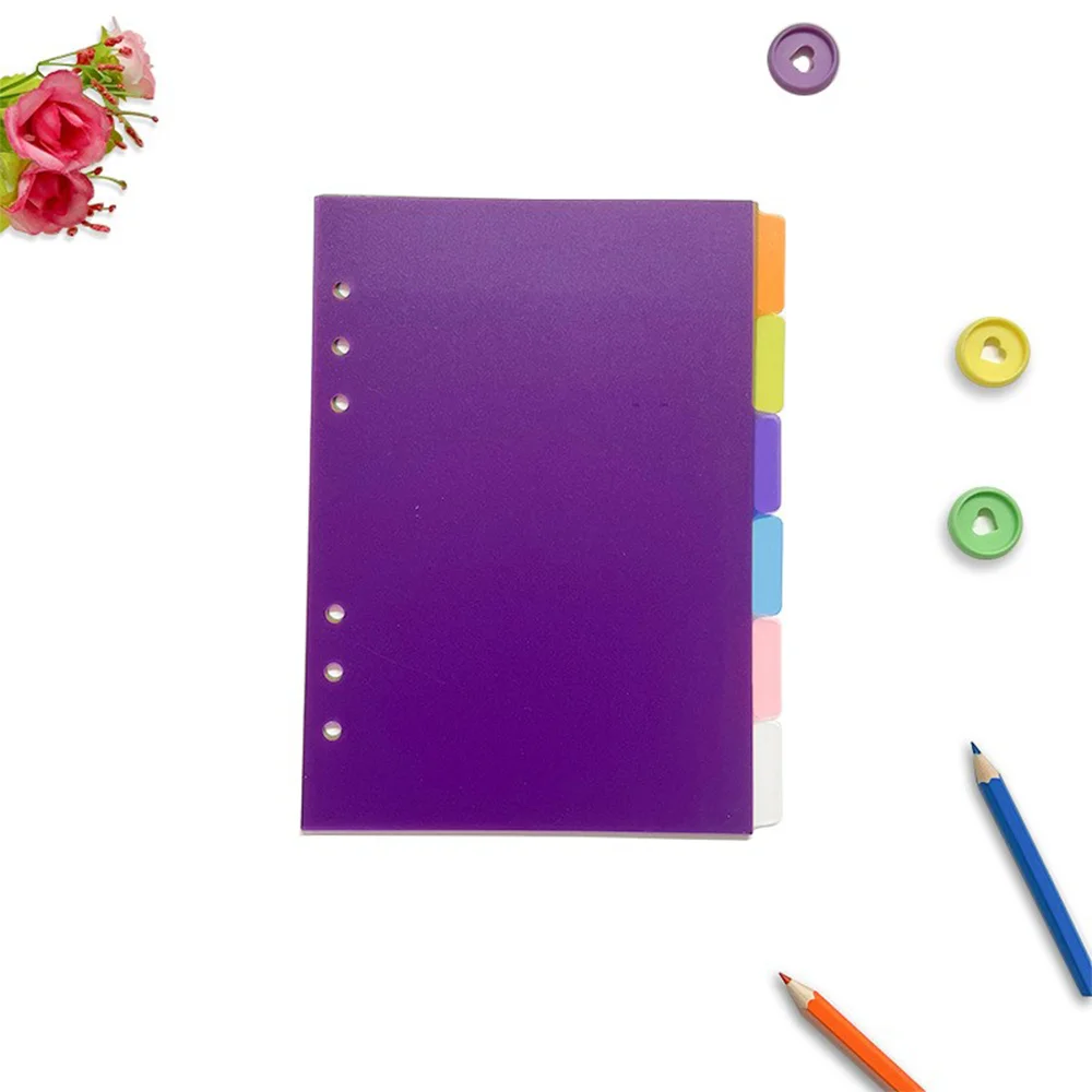 High-quality wholesale custom logo loose-leaf 6-ring binder separator with 6 labels plastic index label separator file.