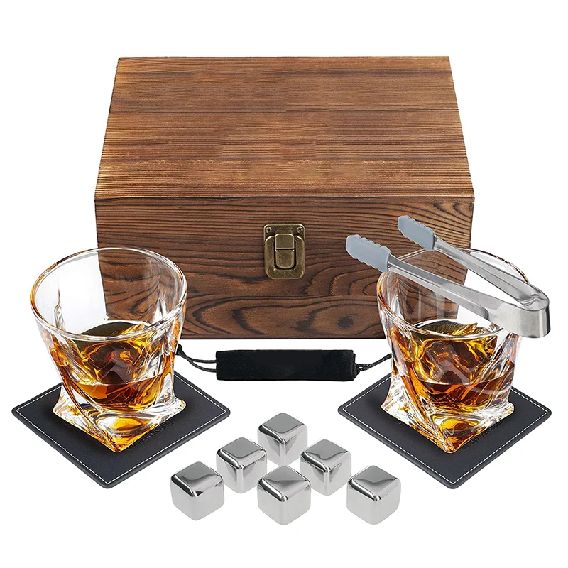 Tiktok  Hot Gift Products Reusable Whisky Chilling Wine Stones Stainless Steel Ice Cubes Set for Whisky Lover