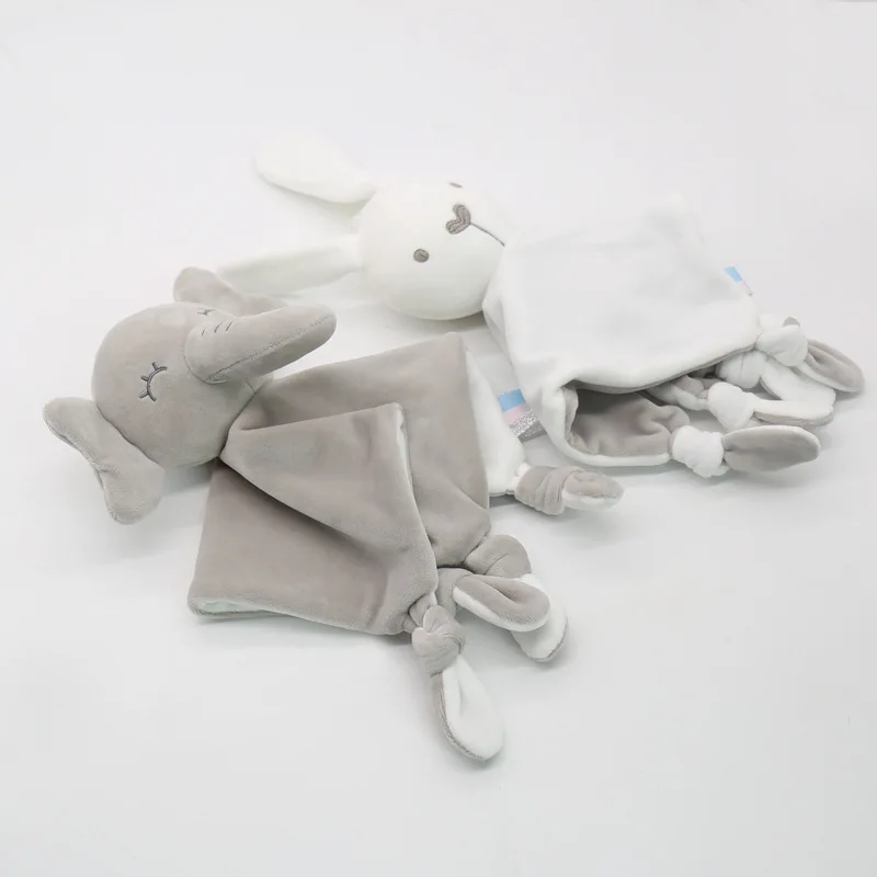 Cartoon Soft Comforter Baby Animal Handkerchief With Ring Paper Baby Towel Toy Doll