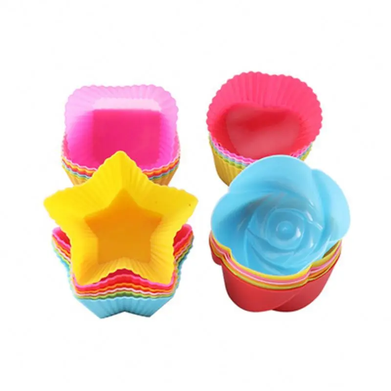 Silicone Material Muffin Cup Creative Multi-shape Cake Mold Kitchen Tool DIY Baking Mold Pudding Cake Donut Biscuit Etc R1775